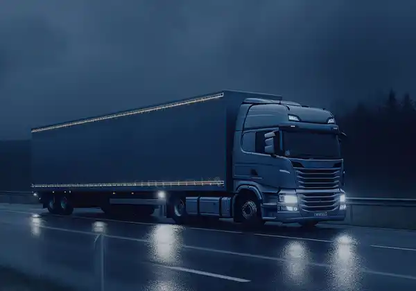 ماشین سنگین شب در جاده